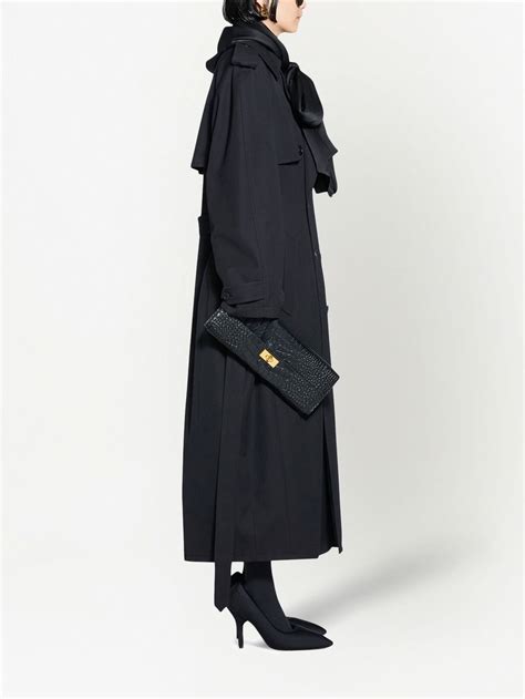 Balenciaga Pussy Bow Double Breasted Trench Coat Reversible