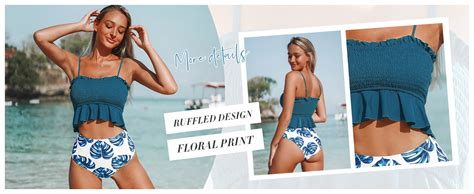 Amazon CUPSHE Women S High Waist Bikini Swimsuit Ruffle Two Piece Bathing Suit Clothing