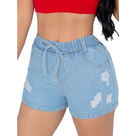 Short Jeans Feminino Destroyed C Elastico Hot Pants Oferta Rel Mpago Shopee Brasil