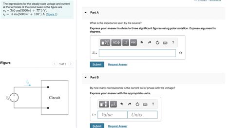 Solved The Expressions For The Steady State Voltage And Chegg