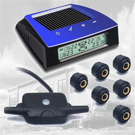 Carchet tpms energia solar sem fio lcd sistema de monitor pressão dos