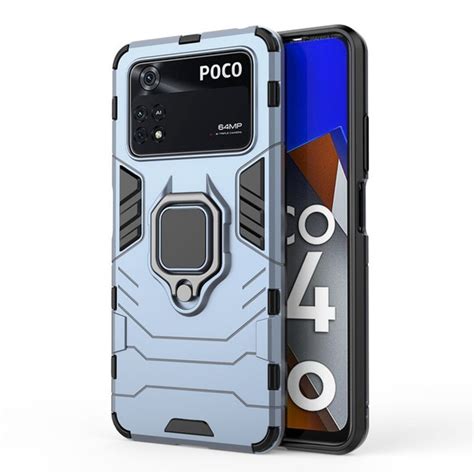 Противоударный чехол с кольцом для Xiaomi Poco M4 Pro 4G (Сяоми Поко М4 ...