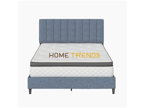 Rumer Upholstered Blue Linen Platform Bed Hometrends