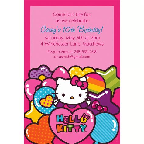 Custom Hello Kitty Rainbow Invitations | Party City