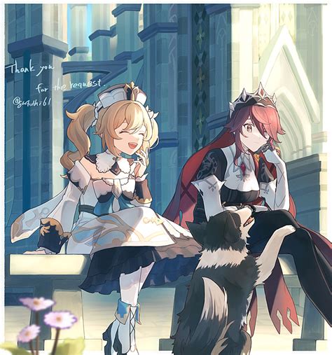 Safebooru Girls Arm Support Barbara Genshin Impact Blonde Hair Border Cathedral Church Claw