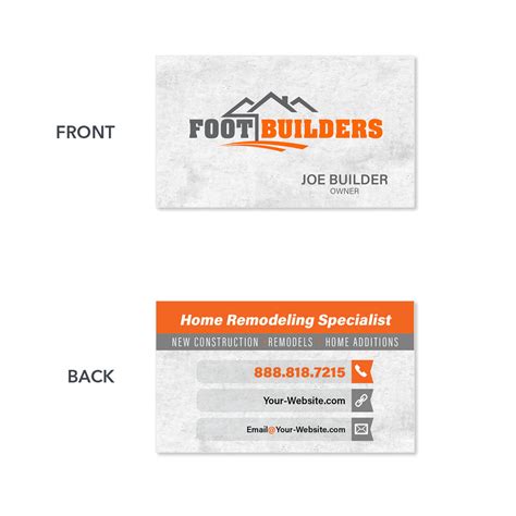 Contractor Business Card Customized For You High Quality Print