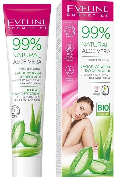 Eveline Natural Aloe Vera Gentle Hair Removal Cream For Sensitive Leg Arms And Bikini Skin