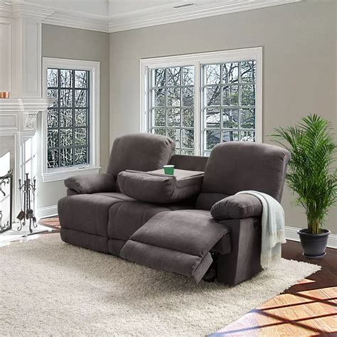 Corliving Grey Chenille Fabric Power Reclining Sofa With Usb Port The Home Depot Canada