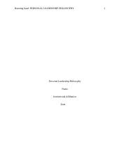 Personal Leadership Philosophy Docx Running Head Personal Leadership