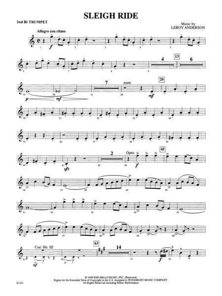 Sleigh Ride: 2nd B-flat Trumpet by Leroy Anderson - Full Orchestra