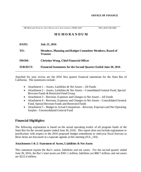 Financial Memo 11 Examples Format How To Write Pdf