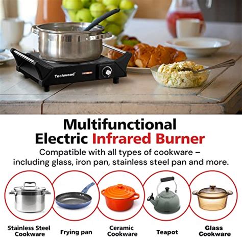 Hot Plate Techwood Portable Electric Stove For Cooking W Countertop Infrared Single Burner