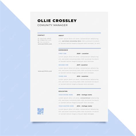 Premium Vector | Minimalist professional curriculum vitae template