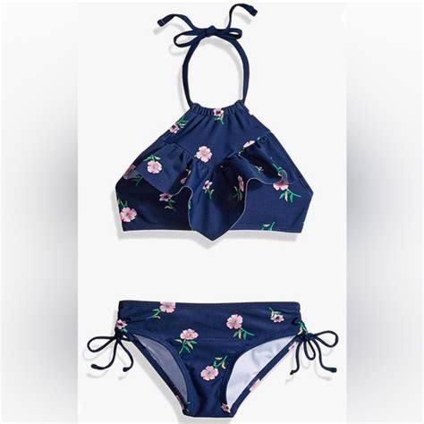 Kanu Surf Swim Kanu Surf Girls Morgan Ruffle Halter Bikini Piece Swimsuit Pink T Poshmark