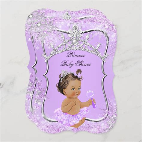 Princess Baby Shower Wonderland Lilac Brunette Invitation Zazzle