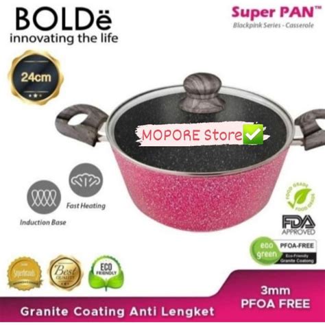 Jual BOLDe Super Pan Granite Casserole 24cm Blackpink Glass Lid