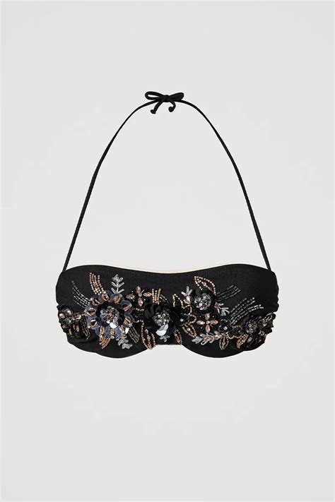 Twinset Bikini Fascia E Tanga Con Ricamo A Fiori You Store