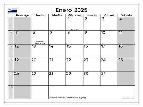 Calendario 2025 Uruguay Para Imprimir - Xenia Karoline