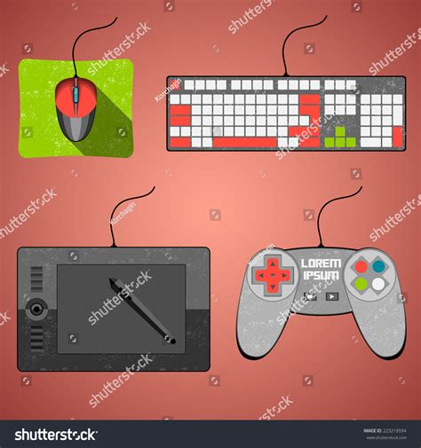 Set Flat Icons Input Devices Stock Vector Royalty Free 223219594