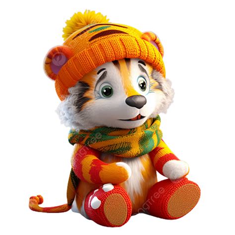 Doll Wake Up Little Tiger Yellow Hat Red Cartoon Png Transparent