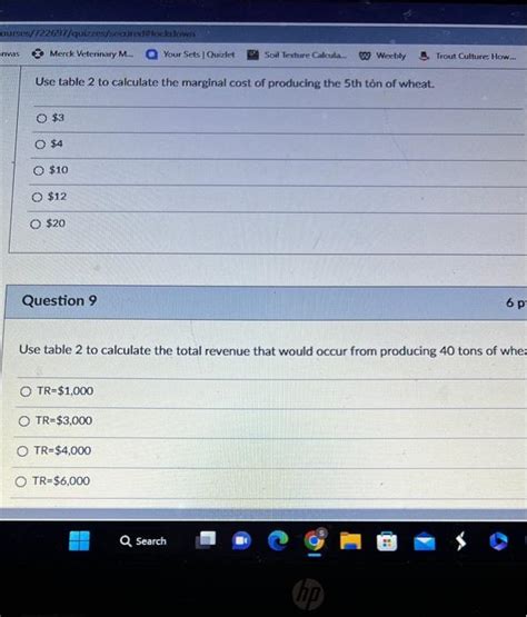 Solved Use The Following Table To Answer Questions 7 10 Chegg