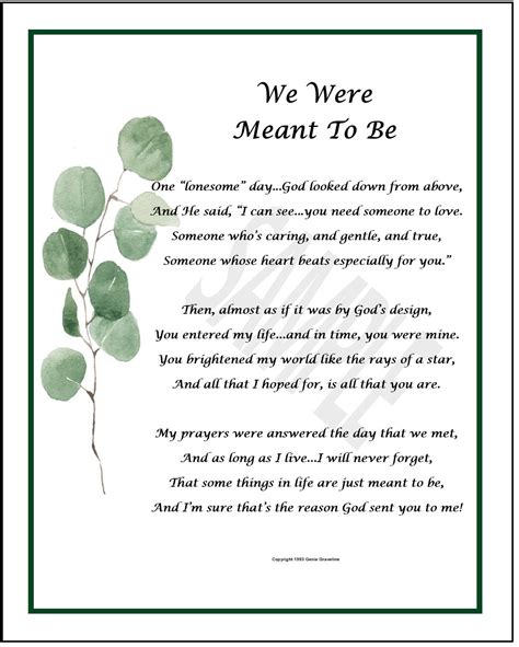 We Were Meant to Be, DIGITAL DOWNLOAD, Love Poem Print Verse