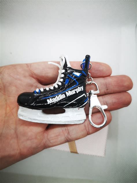 Personalized Keychain Hockey Keychain Ice Skates Keychain Etsy