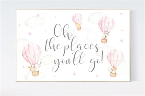 Hot Air Balloon Nursery Nursery Decor Girl Pink Nursery Oh The Places You Ll Go Nursery