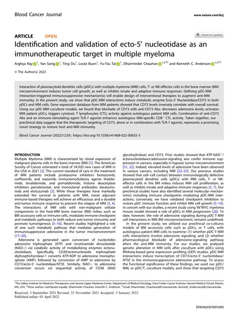 (PDF) Identification and validation of ecto-5' nucleotidase as an ...