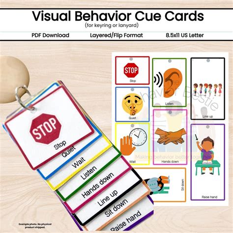 autism cue cards keychain  lanyard calm  behavior cards