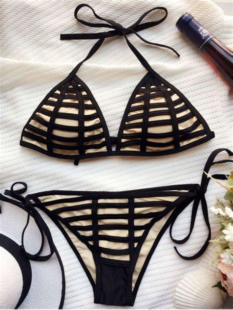 Hot Cutout String Bikini Set In Black M Zaful