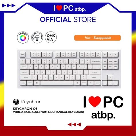 Keychron Q QMK Mechanical Keyboard Shell White TKL Wired RGB Aluminum Hot Swap QMK VIA