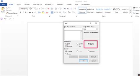 how to add right tab stop in google docs