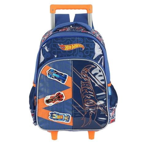 Mochila De Rodinha E Alca Hot Wheels Pista Velco Azul Luxcel Shopee Brasil