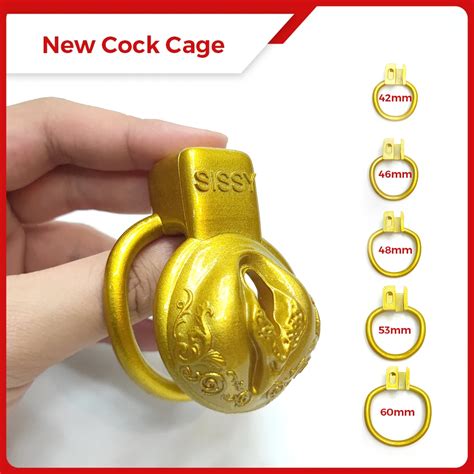 New Golden Pussy Vaginal Chastity Devices Cage Small Male Bondage Lock Penis Ring Sissy Bdsm