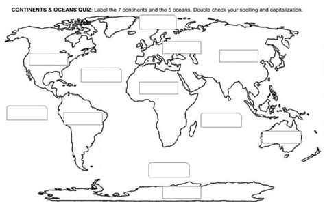 Continents And Oceans Liveworksheets