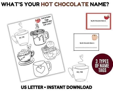 What S Your Hot Chocolate Name Game NAME TAGS SIGN Hot Chocolate Bar Snow Day Activity