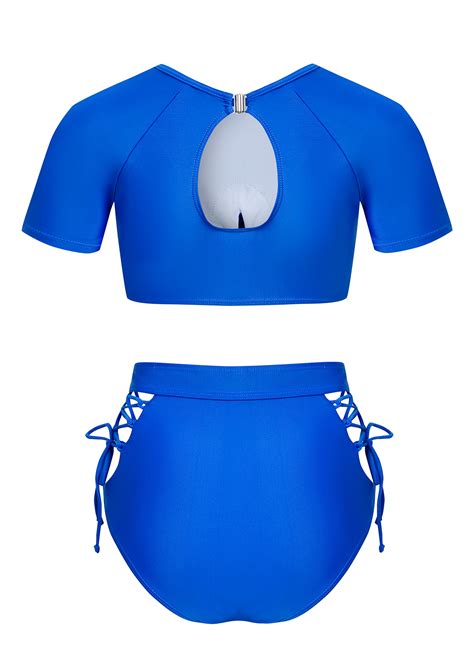 Cut Out Royal Blue Lace Up Bikini Top Modlily USD