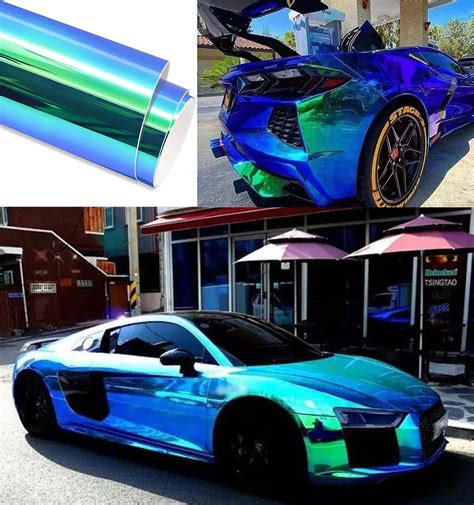 Buy Holographic Rainbow Chrome Car Adhesive Vinyl Wrap Gloss Decal