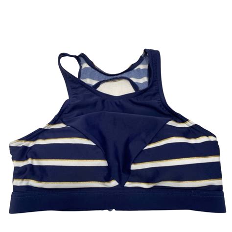 Bnwt Womens High Tide Size Xs Navy Blue White Striped Bikini Top Rrp S