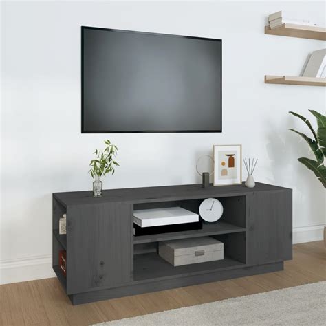 MEUBLE TV MEUBLE HI FI Meuble TV Gris 110x35x40 5 Cm Bois De Pin