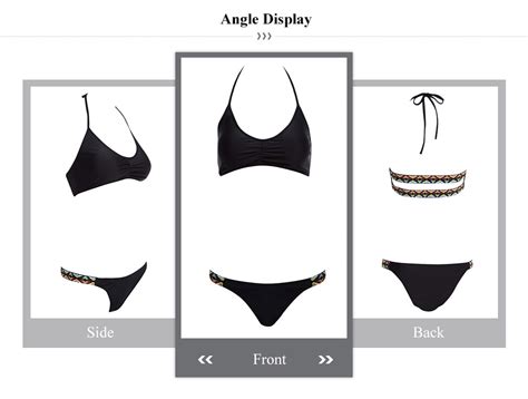 Sexy Halter Neck Padded Print Low Waist Women Bikini Set Black