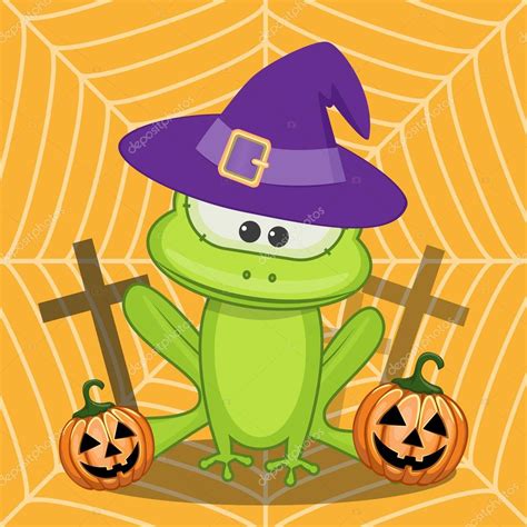 Halloween Frog With Pumpkin Stock Vector Image By Reginast