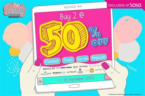 Sasa Skincare Promotion Buy 2 @ 50% OFF (11 Sep 2020 - 16 Sep 2020)