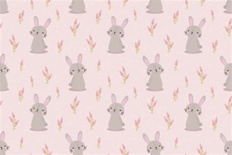 Cute Bunny And Flower Seamless Pattern Graphic By Thanaporn Pinp