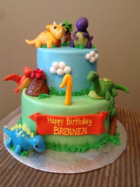 Dinosaur Theme 1st Birthday Cake