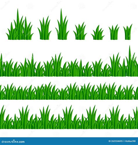 Cartoon Green Grass And Herbal Borders Stock Vector Illustration Of Background White 262334695