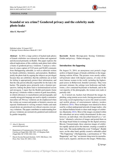 Scandal Or Sex Crime Gendered Privacy And The Celebrity Nude Photo Leaks Request PDF