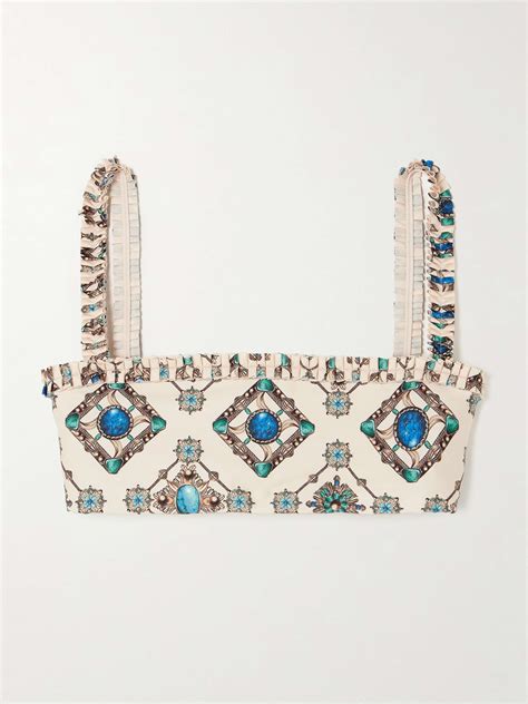 Agua By Agua Bendita Olmo Platero Ruffled Printed Recycled Bikini Top Net A Porter