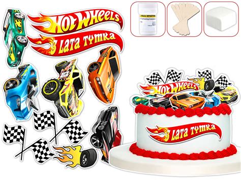 Cukrowa Dekoracja Na Tort Hot Wheels Cars Auta Zestaw Do Wyk Figurek Diy Allegro Pl